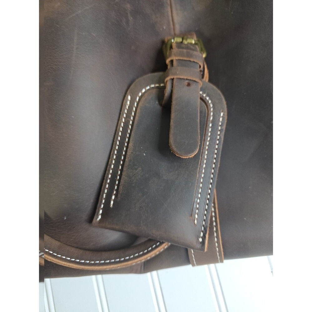 NEW LEATHFOCUS CHOCOLATE BROWN LEATHER TRAVEL DUFFLE BAG CARRY ON LUGGAGE-24inch - Picture 15 of 16